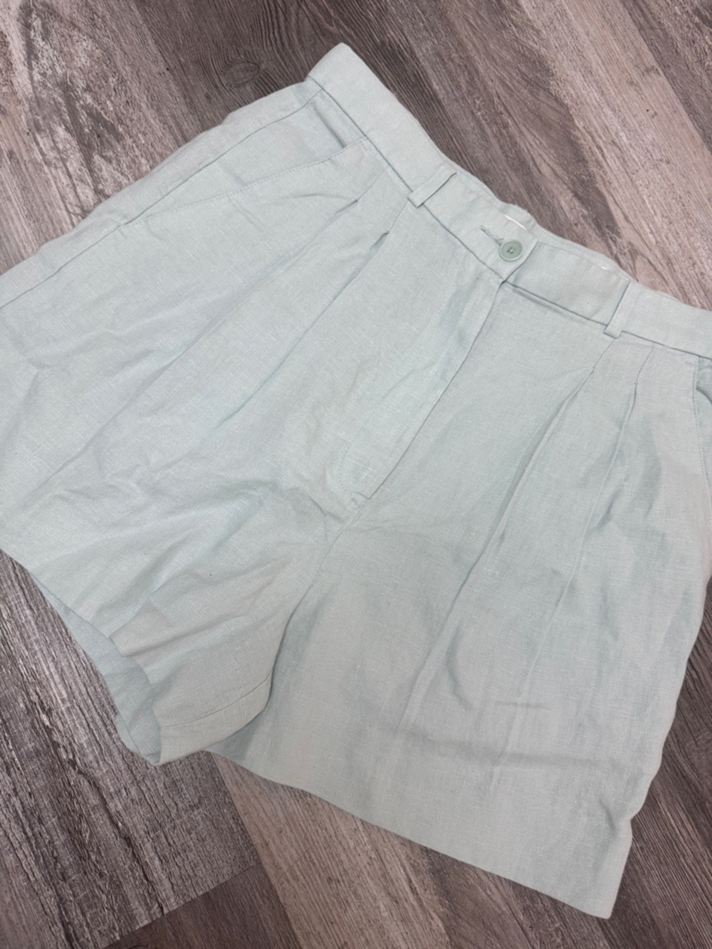 Banana Republic Mint Green High-Waist Pleated Shorts